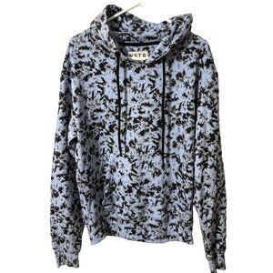 VSTR Premium Light Blue Brown Splatter Tie Dye Hoodie Size Small